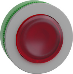 Pushbutton, for universal LED, illuminable, latching, waistband round, red, front ring light gray, mounting Ø 30.5 mm, ZB5FH43C0