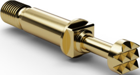 Threaded probe, waffle, Ø 2.3 mm, travel  2.2 mm, pitch 2.54 mm, L 11 mm, F72206B180G100