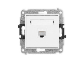 MINI Mechanizm gniazda komputerowego pojedynczego 1xRJ45, kat. 6A, 8-stykowy biały mat 25MGK-7 KARLIK