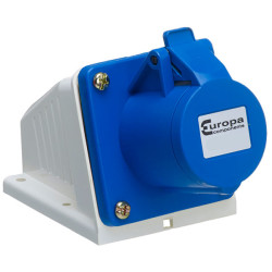 Europa ISS163P 230V 2P&#x2B;E 16A Blue IP44 Surface Socket 1 - 2.5mm Cross Section
