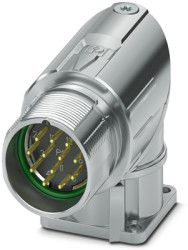 Surface-mounting plug, M23, 9 pole, crimp connection, standard/ONECLICK quick locking system, angled, 1341930