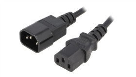 Kabel Iec C13 Żeński Iec C14 Męski Pvc 1,8M Czarny 3X0,75Mm2 Kab-C13-C14-1.8-Bk