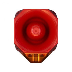 Sygnalizator optyczno-akustyczny Asserta, 230Vac Czerwona obudowa, Bursztynowy klosz, AS/SB/230/R/120/AL. 7022122FUL-0114