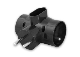 Rozgałęźnik sieciowy 2xGB ZU+1GN czarny 230V CB-14558