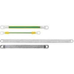 Grounding strap, copper, 16 mm², (L) 170 mm, hole Ø M6, 4571121