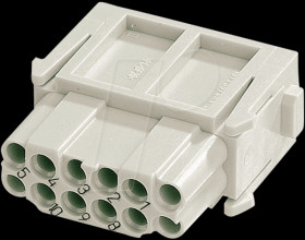 09 14 012 3101 Female insert for Han DD modules, 12-pin, 10 A