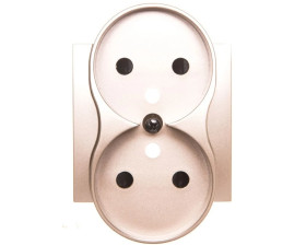 Simon 54 Pokrywa gniazda podwójnego z przesłonami złoty mat z/u do ramek NATURE DGZ2MZNP/43 DGZ2MZNP/44