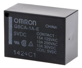 Przekaźnik mocy 5V dc SPST Omron, montaż PCB 125Ω Otwór przezierny