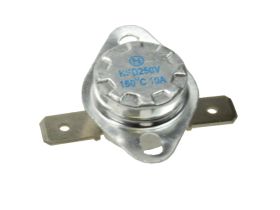 Termostat; bimetaliczny; BT-H160H; NC; 160°C; 130°C; 10A; 250V AC; metal fi 16x12mm z uchwytem; konektory 6,3mm poziome; ceramic