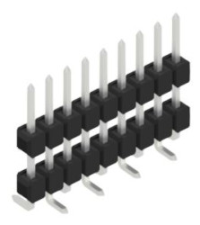 Pin header, 9 pole, pitch 2.54 mm, angled, black, 10051746