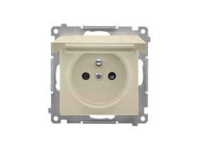 SIMON 55 Gniazdo pojedyncze z uziemieniem szybkozłącza IP44 bez uszczelki klapka w kolorze szampański mat TGZ1BCUZ.01/144 KONTAK