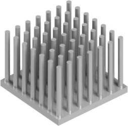 Pin heatsink, (L x W x H) 25 x 25 x 18.5 mm, 5.2 to 1.25 K/W, natural aluminum, 10006856