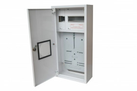 Rozdzielnica licznikowa metalowa na licznik elektroniczny 1 X TL 3F + 11 zabezpieczeń zamek okienko RAL 9003A-RZ12E