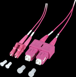 O0323.1-1.2 duplex jumper LC-SC, 50/125µ, OM4, erica violet, 1m