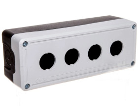 Kaseta sterownicza na 4 przyciski/lampki - pusta, czarno-szara 4-otworowa fi22 pusta czarno-szara IP65 T0-PY4BOS