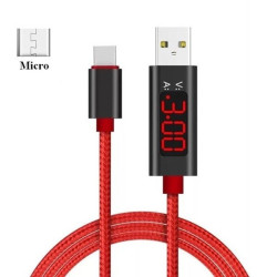 USB A to Micro USB 100 cm Cable with Ammeter and Voltmeter