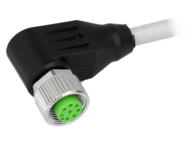 Złącze okrągłe M12 żeńskie kątowe z wolnym końcem przewodów 8pin 7000-17061-2950300