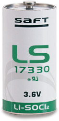 Lithium-battery, 3.6 V, 2/3R23, 2/3 AA, round cell, surface contact, LS 17330