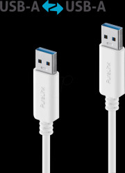 IS2410-010 USB 3.1 cable, iSeries, A connector to A connector, white, 1.0 m
