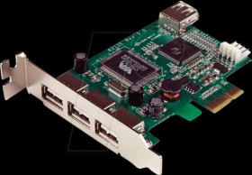 PEXUSB4DP PCIe card, 4-port USB 2.0, low profile
