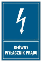 ZNAK - HG014 Główny wyłącznik prądu 15 x 22,5 cm FN - Folia samoprzylepna