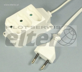 Przedł. sieciowy 1,5m 3gn. płaski 2,5A biały