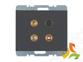 BERKER K.1 Gniazdo multimedialne 3xCinch 1xS-Video antracyt mat lakierowany 3315327006 HAGER