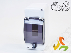 Rozdzielnica natynkowa 3 modułowa 1x3M drzwi transparentne z uziemieniem IP30 OB-3ZZK KARLIK