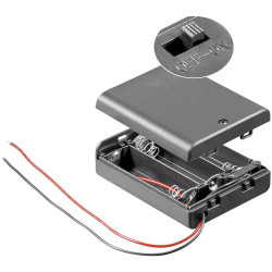 Goobay 12445 Battery Box 3x AA 150mm Cables On/Off Switch