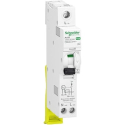 Wyłącznik różnicowoprądowy z członem nadprądowym RCBO, Typ C, 1P+N, 25A, 100mA, Schneider Electric, iC60H