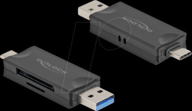 91020 Card reader, external, USB-A/-C, microSD, SD
