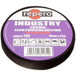 Taśma izolacyjna INDUSTRY na tkaninie 19mm x 25m Repero 735 czarna