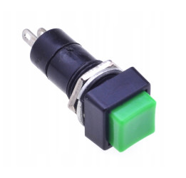 12mm 2-pin 3A ON-OFF Button Switch, Square, Green