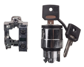Przełącznik 2 położeniowy klucz 22mm czarny 1Z bez samopowrotu XB4BG41