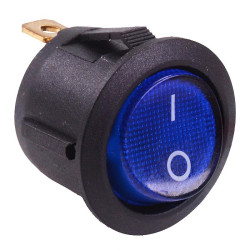 Blue On-Off illuminated Round Rocker Switch SPST 230V