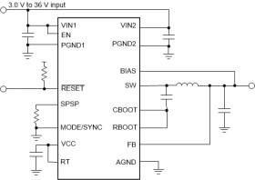 8-A buck converter optimized for power density and low EMI