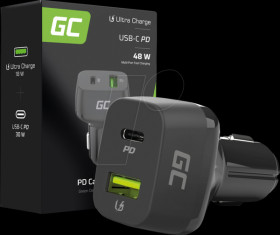 CAD33 USB charger, 48 W, 1x USB-C, 1x USB-A, black