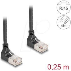 80279 Cat.6a patch cable, S/FTP, top / top angled, 0.25 m