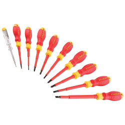 Stanley STHT60032-0 FatMax&#xAE; VDE Insulated Screwdriver Set, 10 Pc SL/PH/PZ/Tester