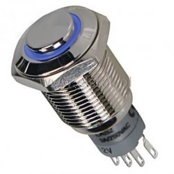 Przycisk chwilowy 16mm wyst. LED niebieski 2xNO/NC