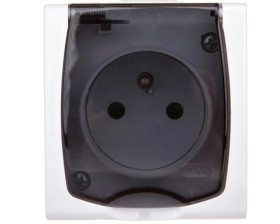 MADERA Gniazdo hermetyczne pojedyncze z/u IP44 z przesłonami klapka przezroczysta białe GNH-1NZP/00/d