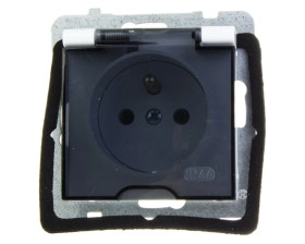 AS Gniazdo bryzgoszczelne z/u IP44 klapka przezroczysta białe GPH-1GZ/m/00/d