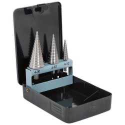 Sealey AK4746 HSS 4341 Step Drill Bit Set 3pc Double Flute