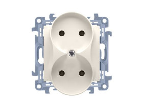 SIMON 10 Gniazdo podwójne bez uziemienia zaciski śrubowe kremowe CG2M.01/41 KONTAKT SIMON