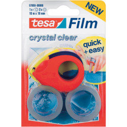 tesafilm&#xAE; 57859 Crystal Clear Adhesive Tape 19mm x 10m Pack Of 2 &amp; Dispenser