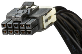 Kabel przewód-płytka, Nano-Fit, 300 V, 5,2 A, raster: 2.5mm, 150mm, Okrągły, Złoto, Czarny