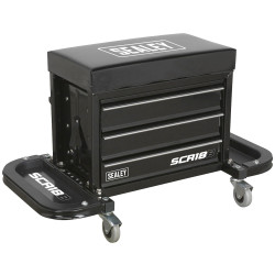 Sealey SCR18B Mechanic&#x27;s Utility Seat &amp; Toolbox - Black