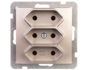 AS Gniazdo potrójne b/u 2,5A EURO satyna light GP-3G/m/45