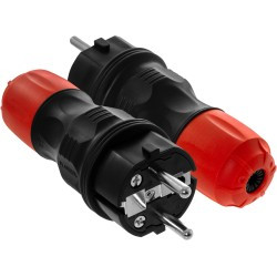 Wtyczka Getfort IP54, 2p+Z, 16A, czarna z czerwoną nakrętką