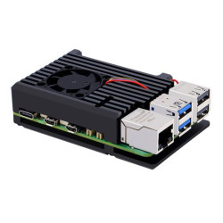 Black Aluminum Case With Heatsink Fan for Raspberry Pi 5 [Discontinued]